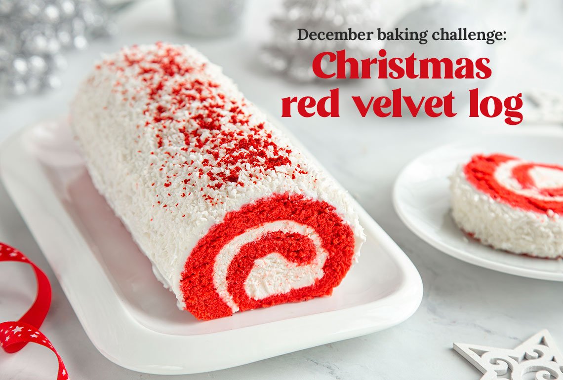 December baking chllenge: Christmas red velvet log